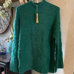 entro Emerald Cable Mock-Neck Sweater